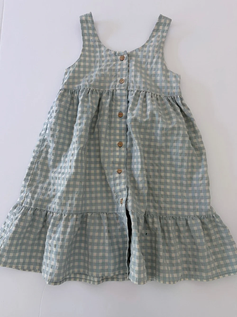 Zara Girls Blue And White Gingham Cotton Dress Size 3-4T PLAY Condition